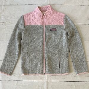 Vineyard Vines Pink and Gray shep sweater jacket Quilted Jacket medium 8 10